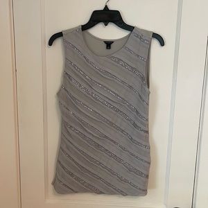 Ann Taylor Size S Blouse Silver with Diagonal Sequin Detailing